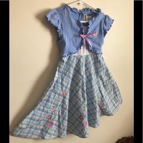 Rare 1980’s Gingham Butterfly appliqué Dress - Picture 3 of 8